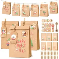 Dripio Adventskalender-Papiertüten, 24 Stück, 6 Designs, DIY-Set