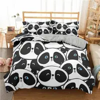 Sonstiges Bettwäsche Set Panda Bär 155x220cm + 1 Kissenbezug 80x80cm Mikrofaser