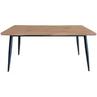 Dripio Eettafel aus Naturholz und schwarzem Metall, 160x75x80 cm