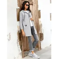 HEINE Shirtjacke "Shirtjacke", Damen, Gr. 44, grau, meliert, 83% Polyester, 12% Viskose, 5% Elasthan, unifarben, V-Ausschnitt, Shirts Shirtjacke