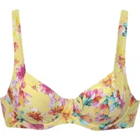 Sunseeker Bügel-Bikini-Top "Mila", Damen, Gr. 46, Cup F, gelb (gelb bedruckt), Microfaser, Microfaser, Polyamid, floral, Bikini-Oberteile Bügel-Bikini-Top, im floralen Design