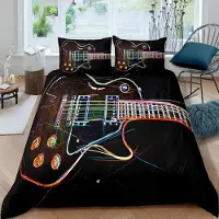 Sonstiges Kinder Bettwäsche Gitarre 155x220 cm 3-teilig Mikrofaser Musik Graffiti