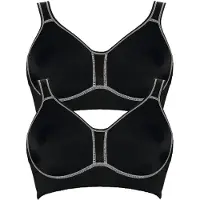 Viania Sport-BH "2er Pack Sport BH Performance", Damen, Gr. 80, Cup D, schwarz (schwarz schwarz), Obermaterial: 47% Polyamid PA. 41% Polyester PES. 12% Elasthan EL., BHs Sport-BH