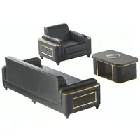 AEA Schwarz 3-Sitzer Sofa Sessel Braun Couchtisch Modern Design Arbeitszimmer