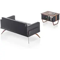 AEA Arbeitszimmer-Set 2tlg 2-Sitzer mit Couchtisch Grau Braun Zweifarbig