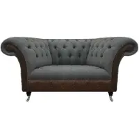 AEA Wohnzimmer Grau-Brauner Chesterfield 2-Sitzer Textilcouchen Luxus Möbel