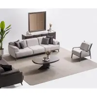 AEA Moderner grauer Holzwohnzimmerset 5-teilig mit Sofa, Couchtisch