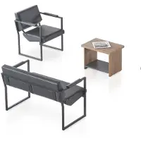 Xl Moebel Gmbh Schwarz-Braune Büro Wartezimmer Möbel 2-Sitzer Holz Couchtisch Sessel