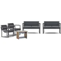 AEA Schwarz-Braune Büromöbel Designer Beistelltisch 2x Ledersessel 2-Sitzer