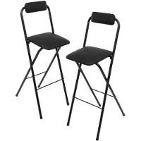 Sonstiges Barhocker Klappbar 2er Set mit Rückenlehne und Fußstütze, Sitzhöhe 75cm, bis 125kg, Schwarz