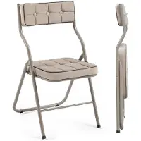 Sonstiges Gepolsterte Klappstühle 2er Set Khaki mit Stahlrahmen, 113 kg Tragkraft