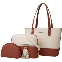Merkloos Omgoods – 3-teiliges Set Damenhandtaschen – Premium-Kunstledertasche, Schultertasche und Umhängetasche