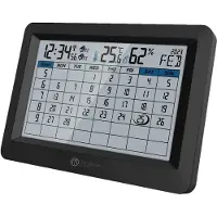 Miraval digitale Kalender Funk-Tischuhr – DCF77, Kalender bis 2099, Temperatur, Hygrometer, 2 Alarme, Snooze, Wandmontage, Tischkalender
