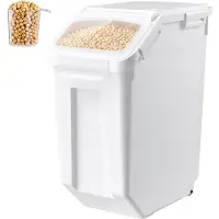 Vevor Reisbehälter 20 L Tierfutterbehälter aus PP-Kunststoff Stapelbar für Getreide, Reis (14 kg), Müsli und Mehl (10 kg), Luftdichter Deckel, Doppelter Dichtungsring, Sichtfenster und Messbecher