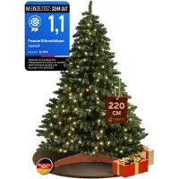 Casaria Künstlicher Weihnachtsbaum Premium 220cm mit Lichterkette Holzständer FSC