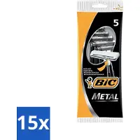 BIC 15 x Men Metal Einwegrasierer - Metall - Einzelklinge - Vorteilspackung - 15 Stücke