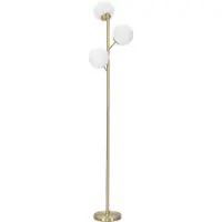 Mauro Ferretti Goldene Stehlampe aus Metall mit 3 weißen Glaskugeln, Ø 36 x 160 cm
