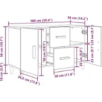 vidaXL Sideboard Schwarz Eichen-Optik 100x36x60 cm Holzwerkstoff