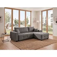 Otto Home Polsterecke "Bella Couch L-Form, B: 234 cm, Zierkissen inklusive", grau (anthrazit), B:234cm H:87cm T:162cm, 100%Polyester, Sofas, Polsterecke, mit Schlaffunktion & Bettkasten, Wohnkomfort
