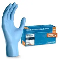 Arnowa ARNOMED Nitril Blue Einmalhandschuhe, puderfrei, blau, Unsterile Nitrilhandschuhe mit texturierten Fingerspitzen, 1 Karton = 10 Packungen à 200 Stück, Größe L