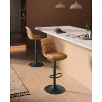 Vasagle Barhocker 2er Set, höhenverstellbar, drehbar, mit Rückenlehne und Fußstütze, Karamellbraun