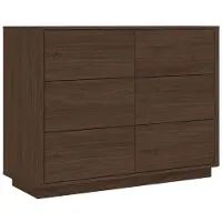 3Xeliving Kommode mit 6 Schubladen für Wohnzimmer und Schlafzimmer, Eiche Nussbaum, 115,2 x 40 x 85,5 cm