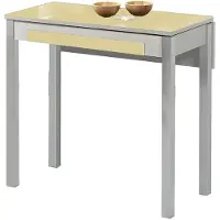 OEM Ausziehbarer Esstisch 80x40 cm, beige, Metall, ausziehbar auf 80x60 cm