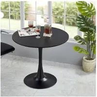 Dripio Runder Esstisch 70 cm, MDF-Platte, schwarz, Tulpenfuß