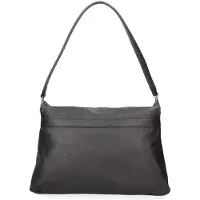 John Richmond Schwarze Lederschultertasche Damen Echtleder Silber Kette Black and Off Silver UNICA 31x22x11 cm JR-W-1160L-DO-BLACK_+_SILVER