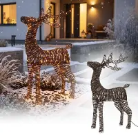 ECD-Germany LED Rentier Innen Außen, Weihnachtsfigur 95 cm Weihnachtsdeko, Weihnachtsbeleuchtung Outdoor Garten mit Lichterkette 600LED Extra Warmweiß