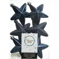 Ksd 6 Sterne Kunststoff Glanzmatte-Glitter 2x7,5x7,5cm nachtblau (blauw)
