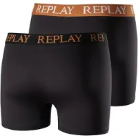 Replay Boxershorts "Boxershort 2er Pack", Herren, Gr. XXL, schwarz (schwarz, orange), Obermaterial: 95% Baumwolle CO. 5% Elasthan EL., Unterhosen Boxershorts
