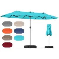 Goplus Sonnenschirm oval 400 x 200 cm türkisch mit LED & Kurbel