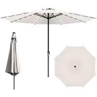 Sonstiges Sonnenschirm Ø350 cm UV50+ mit Handkurbel und Solar-LED, 100% Polyester, 38mm Mast, Beige