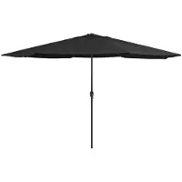 Festnight Sonnenschirm 390 cm mit Kurbel UV-Schutz Gartenschirm Terrassenschirm Metall-Mast Schwarz