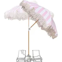 Sonstiges Sonnenschirm gestreift rosa-weiß 200cm neigbar UV-Schutz