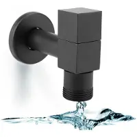 Hapivida Wasserhahn Wandmontage Schwarz G3/4 Quadratisches Design