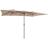 Goplus Doppelsonnenschirm rechteckig 426 x 265 cm mit Kurbel UV Schutz Braun