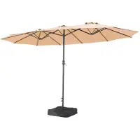 Sonstiges Doppelter Sonnenschirm 455x267 cm UV-Schutz Kurbel Metallfuß cremefarben