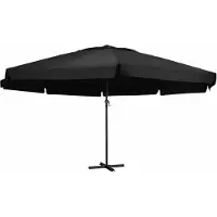 Festnight Sonnenschirm 600 cm Aluminium-Mast Schwarz mit Kreuzstandfuß