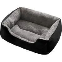 Sonstiges Hundebett Rechteckig Flauschig Plüsch Haustierbett Katzenbett Warm Strapazierfähig Schwarz XXL 80x60x15cm