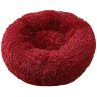 Sonstiges Hundebett Katzenbett rund Plüsch Donut Form waschbar wasserdichte Unterseite rot 70cm