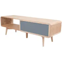 Padiro TV-Möbel 140 x 45 x 40 cm - Eschefarben/Grau - MDF mit Eschenfurnier - Massivholzbeine
