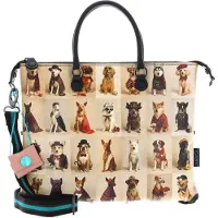 Gabs Leder Handtasche Schultertasche G3 Plus Hand Bag Worldwide Dogs Beige mehrfarbig