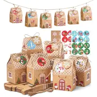 Dripio Adventskalender-Häuschen 24er Set, 3 Designs, DIY, 5x7x10,5 cm