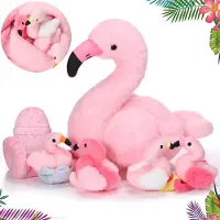 Merkloos Solidchoice – Set mit 6 Plüsch-Flamingo-Kuscheltieren in verschiedenen Farben
