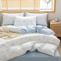 Sonstiges Bettwäsche Set 200x220 3-teilig Mädchen Weiß Blau Schleifen Blumen Mikrofaser