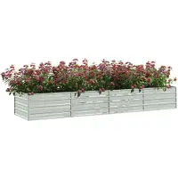Generisch Hochbeet Metall Pflanzbeet für Gemüse Blumen und Kräuter Gartenbeet Pflanzkasten aus Stahl für Balkon Terrasse und Garten Bepflanzung Silber 320 x 40 x 77 cm B x B x H