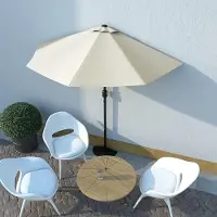 Sonstiges Halbschirm Balkonschirm Kurbelschirm Halbrund Sandfarben 270x135 cm Stahl Polyester mit Lüftung