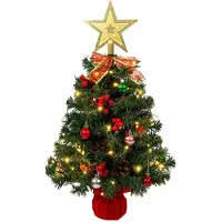 Merkloos Elzusha – Mini-Weihnachtsbaum, 60 cm hoch, mit Stern und Baumschmuck